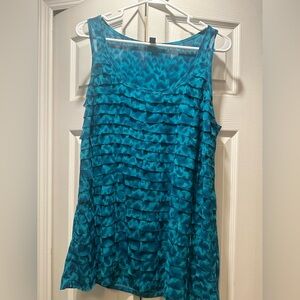 Ann Taylor Teal Ruffle Tank Top